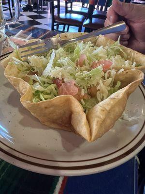 Taco Salad w Shredded Chicken. Very good