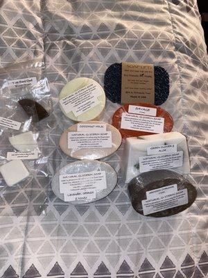 Soap bars I purchased and some sample baggies