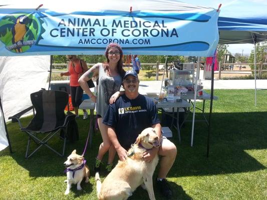 Dr. Bart Huber, Raquel Huber, Tank and Daisy at Norco Bark for Life