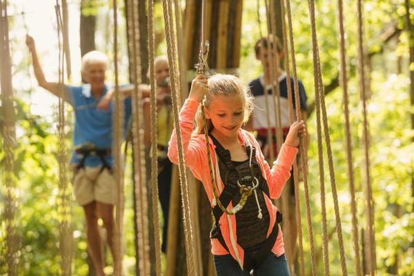 Family fun for all ages. Select between two courses (Treetop Adventure and Treetop Journey). Live life adventurously!