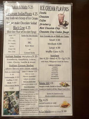 Back side of menu