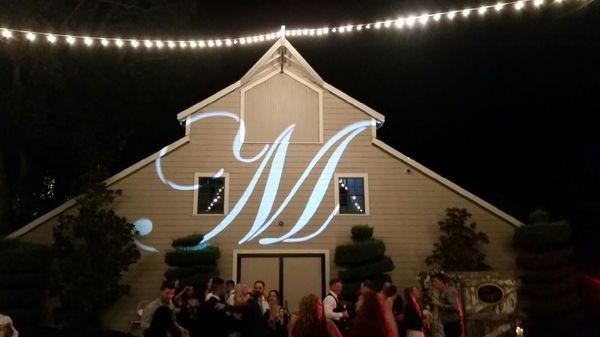 Wedding monograms projection adds a memorable visual to your wedding. Projector rental in Sacramento, Folsom, Rocklin, Tahoe and beyond.