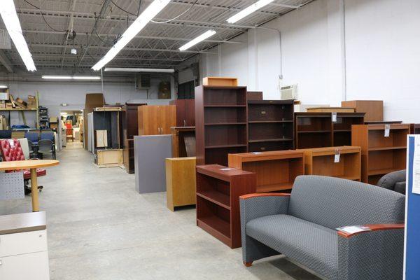 Bookcases galore, new and pre-owned, in many sizes and finishes.