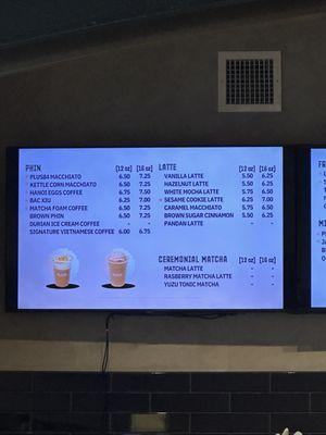 Coffee Menu