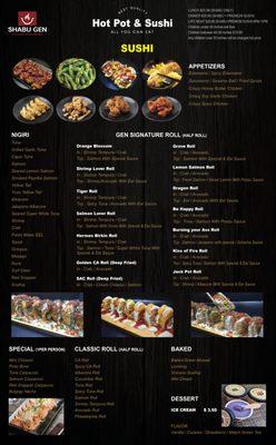 Great sushi menu