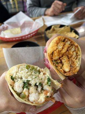 Gobernador shrimp burrito, A la Diabla fish Burrito