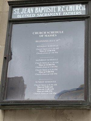 Church isn't open until 11:30am six days a week. Sunday it's 8:30am posted 08/03/21