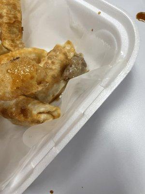 Fried dumplings with filling "ball" outside