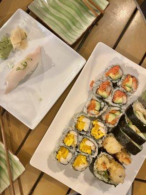 Yellowtail, Mango Shrimp, Dallas, 5 Pieces Shrimp Tempura Roll