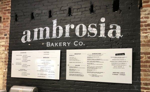 Ambrosia menu