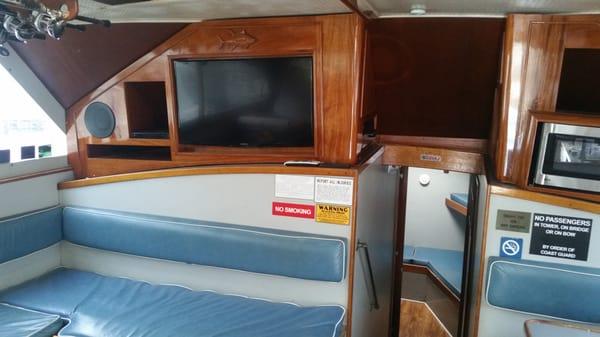 Inside the new charter boat