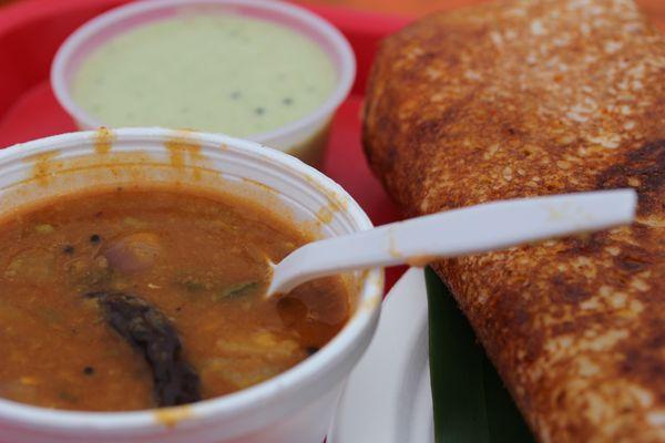 Sat & Sun only - masala dosa with sambar and chutney