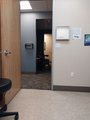 From exam room looking into the dilation waiting room