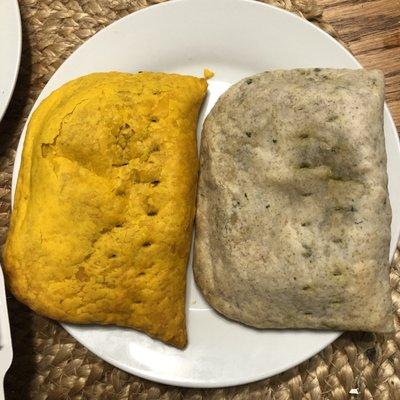 Beef Spicy patty, Spinach Patty. Both very good.