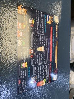 Menu cards