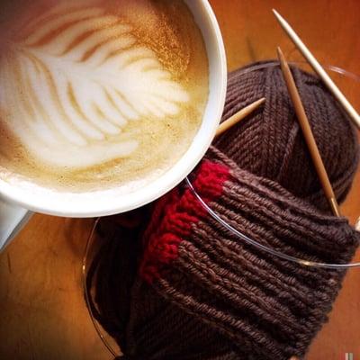 Favorite coffee & favorite hobby - Mayan Mocha and sock knitting.