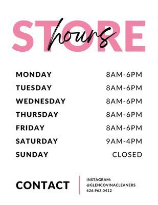 Our Store Hours!