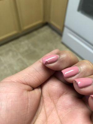 Gel nail polish came right off after it started to bubble underneath the top coat.