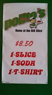 Daily special: #BigSlice, soda, and a t-shirt!