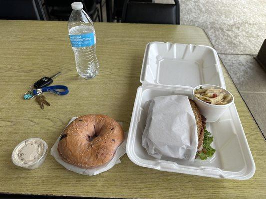 Chicken Chipotle Chicken Club Sandwich Lunch with side of pasta salad