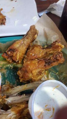 Some of the wings that were so overcooked! Don't get the Garlic-parm. Tasteless!