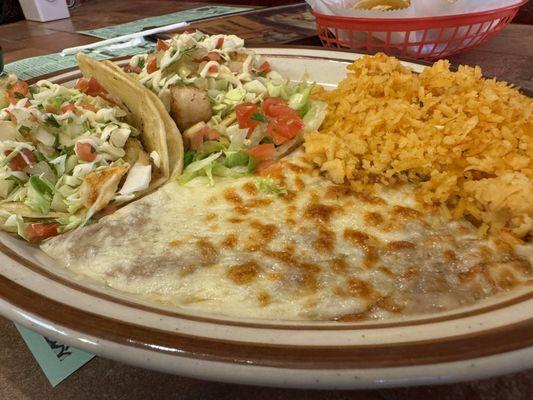 Tacos Pescados (fish tacos) Plate. Delish! Look at those big chunks of fish!