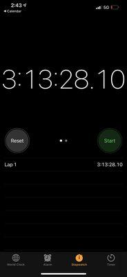 My actual timer during the whole visit.