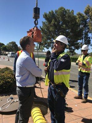 Helping out during a power outage. We went out to talk to the hardworking city workers.