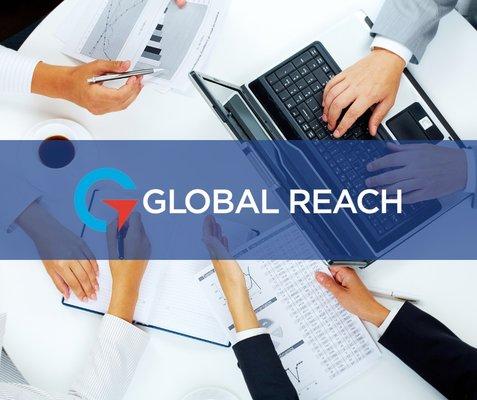 A photo of business being conducted with the Global Reach logo overlay.