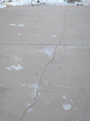 Multiple cracks after one winter.