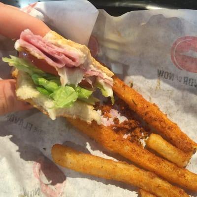 Cajun Fries and a Sandwich Sample!