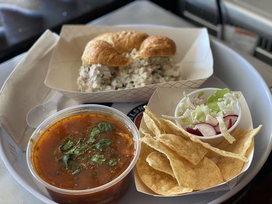 Wednesdays special Homemade chicken soup (varies each week) and chicken salad!