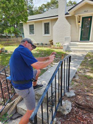 Checking the safety of step handrails