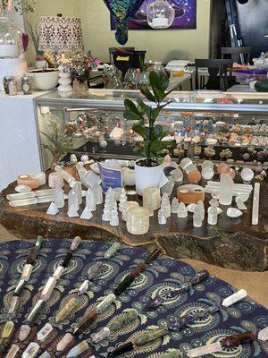 Large selection of selenite in multiple spots in the store