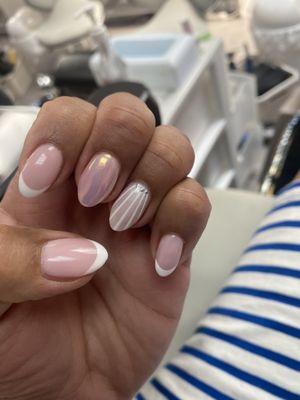 Seashell and chrome french mani