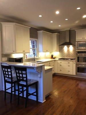 Brookhaven kitchen, custom cabinets, designer tile backsplash, granite countertops