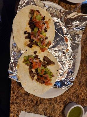 Tacos al Carbon... I came with 3, but I ate one before I took the picture. :-)