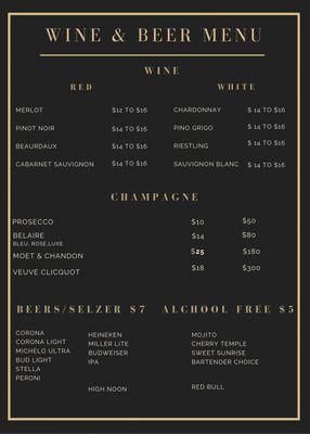 Wine and Beer Menu