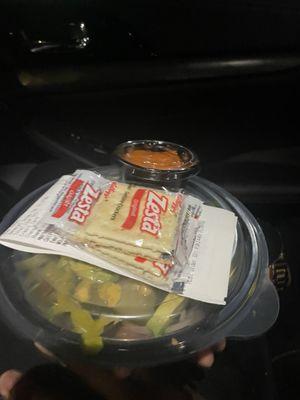 My takeout food without a bag.