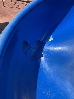 Slide had a big hole in it and the playground was rundown.