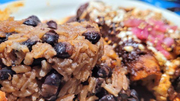 Enchiladas Mole with the special rice and banana!