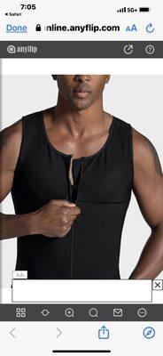 Men's vest with clips and zipper.