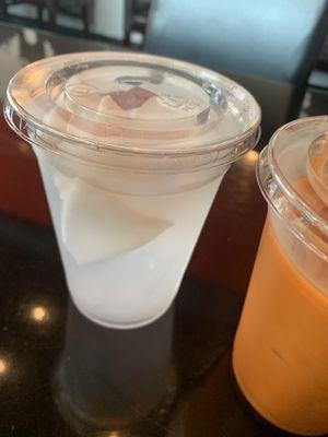 Coconut water with pulp & Thai tea