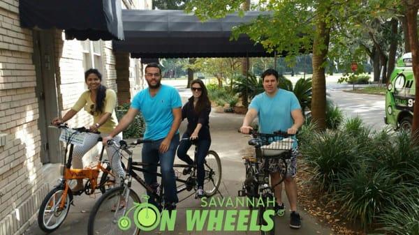 Super nice group trying out our tandem and electric bikes!!!