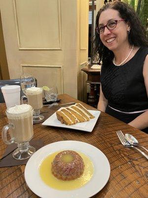 Carrot cake, English tea cake and Irish coffees