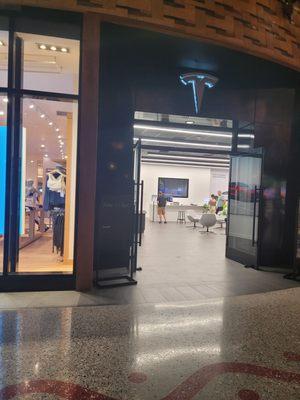 Tesla exterior from hallway