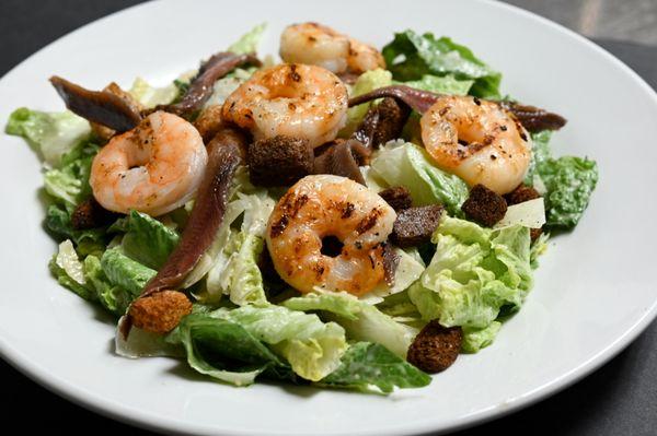 Caesar Salad with Grilled Shrimp & Anchovies