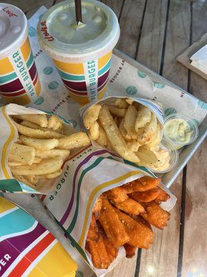 Crispy Herb Fries and Sweet Potato Fries