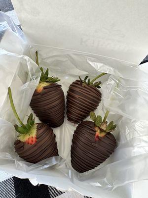 Beautiful chocolate covered long stemmed strawberries for Valentine's