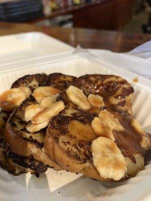 Custard French toast with banana slices